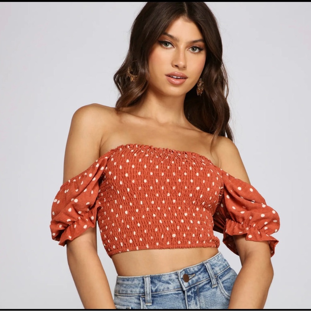 Pretty in Polka Dots Smocked Crop Top